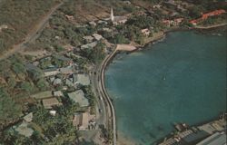 Kailua-Kona, Hawaii Aerial View, Marlin Fishing Coast Postcard