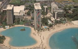Hilton Hawaiian Village Rainbow Tower Duke Kahanamoku Beach Postcard
