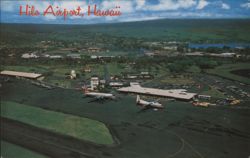 Hilo Airport, Hawaii Aerial View with City & Mauna Kea Postcard