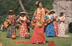 Dancing the Hula at Kodak Hula Show, Waikiki Beach Postcard