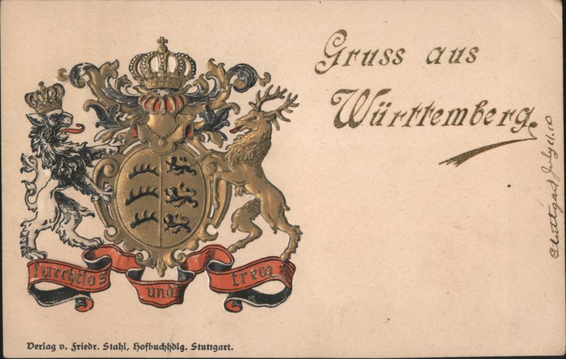 Württemberg Coat of Arms, Gruss aus Württemberg Stuttgart Germany