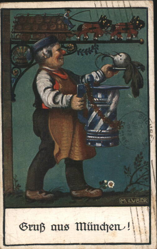 Man with Bird & Barrel, Gruss aus München Munich Germany