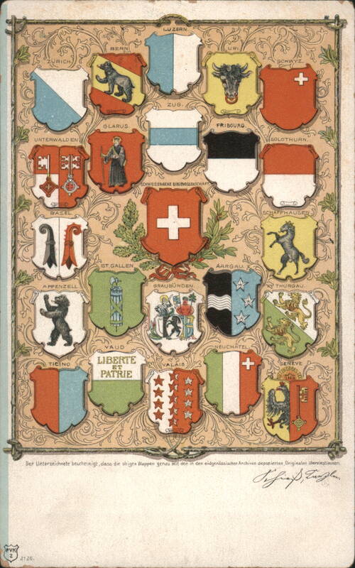 Swiss Cantons Coats of Arms, Schweizerische Eidgenossenschaft Switzerland