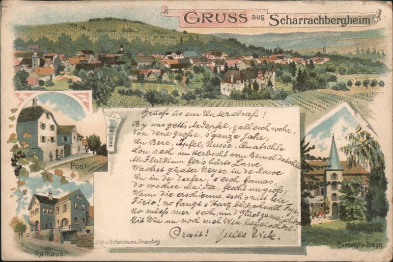 Gruss aus Scharrachbergheim, Rathaus, Church, Alsace