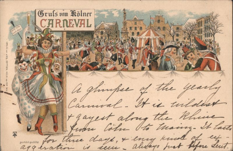 Cologne Carnival Parade with Costumed Figures