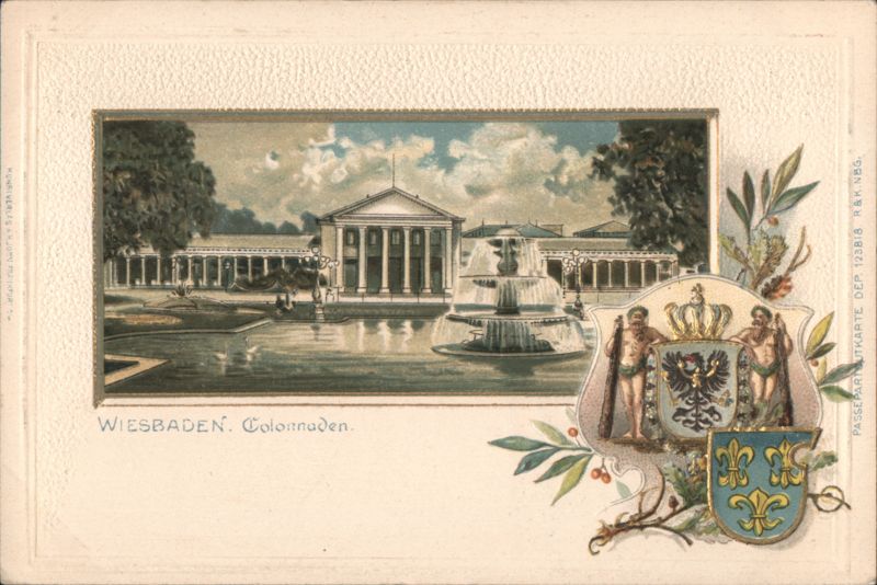 Wiesbaden Colonnades Fountain & Heraldry Germany