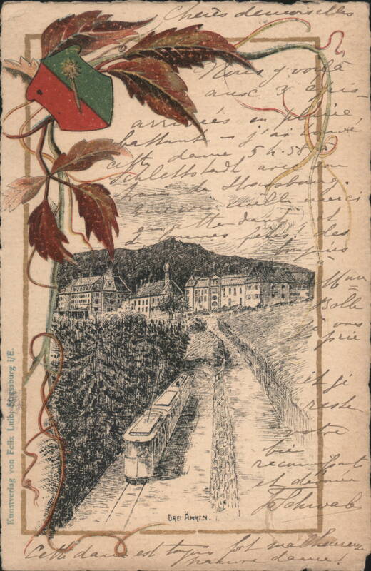 Drei-Ähren Tram and Town View, Alsace France