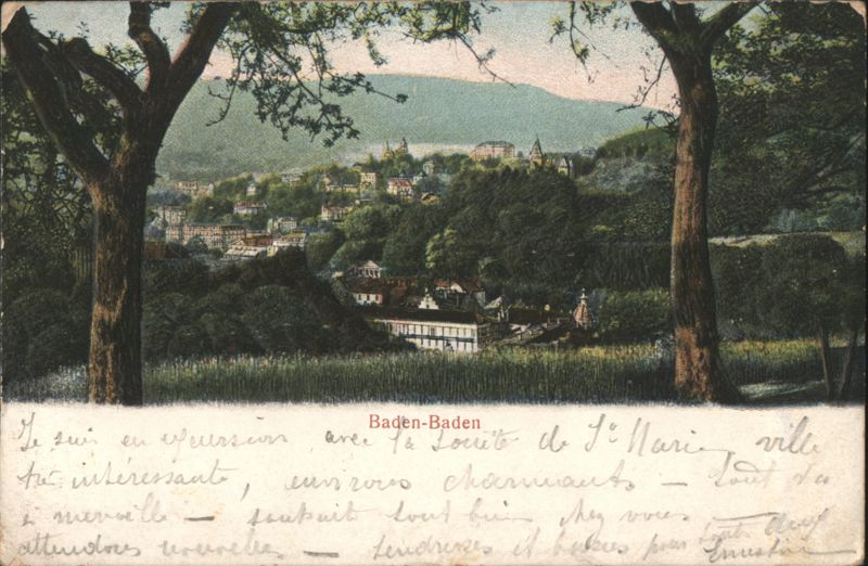 Baden-Baden Valley Town View with Trees Germany