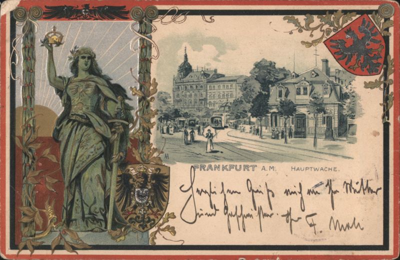 Frankfurt a.M. Hauptwache, Allegorical Figure & Coats of Arms Frankfurt am Main Germany