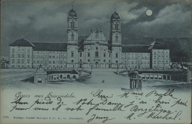Einsiedeln Abbey Moonlight View Switzerland