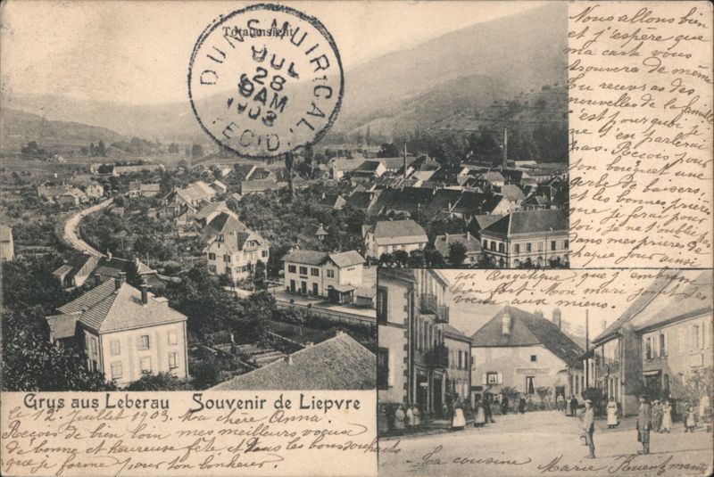 Gruss aus Leberau Souvenir de Liepvre, Village View France