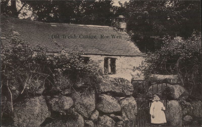 Old Welsh Cottage, Roe Wen with Child Wales