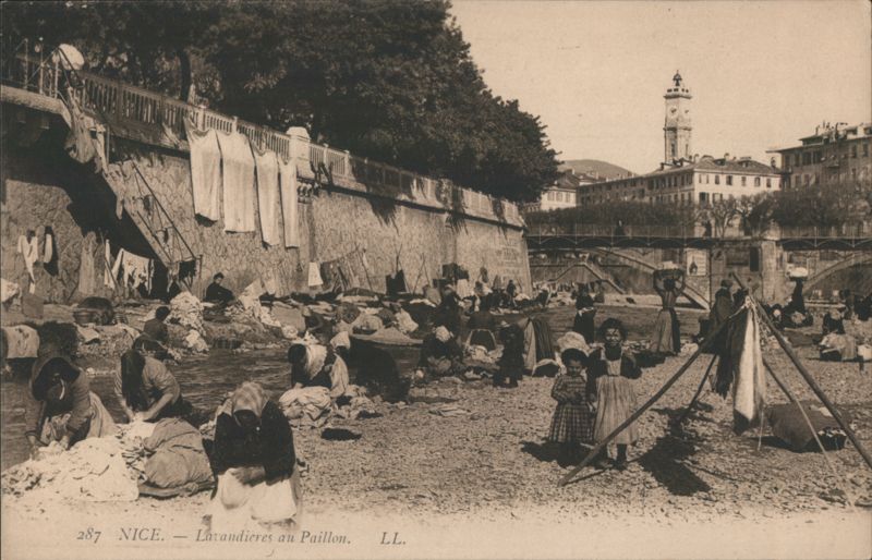 Laundresses at Paillon River, Nice France