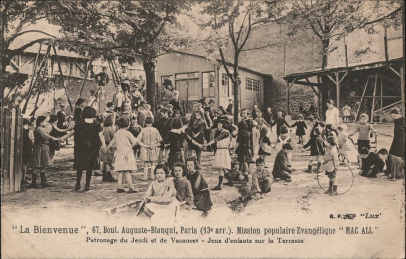 La Bienvenue Children Playing on Terrace, Paris France