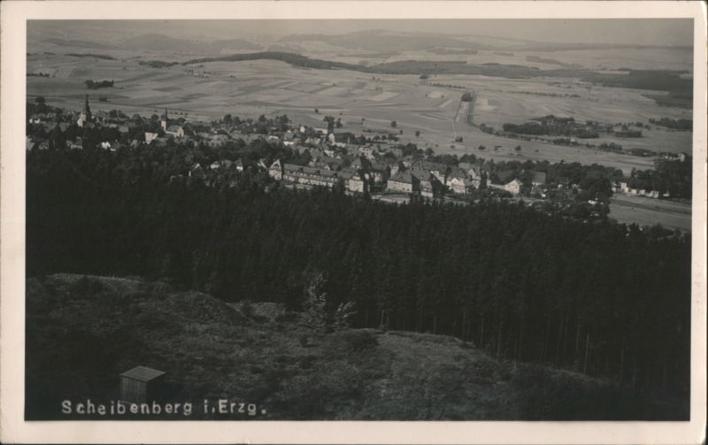 Scheibenberg in the Ore Mountains, Aerial View Germany