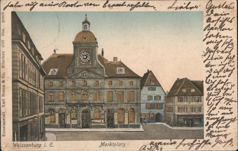 Weissenburg i. E. Marktplatz Clock Tower