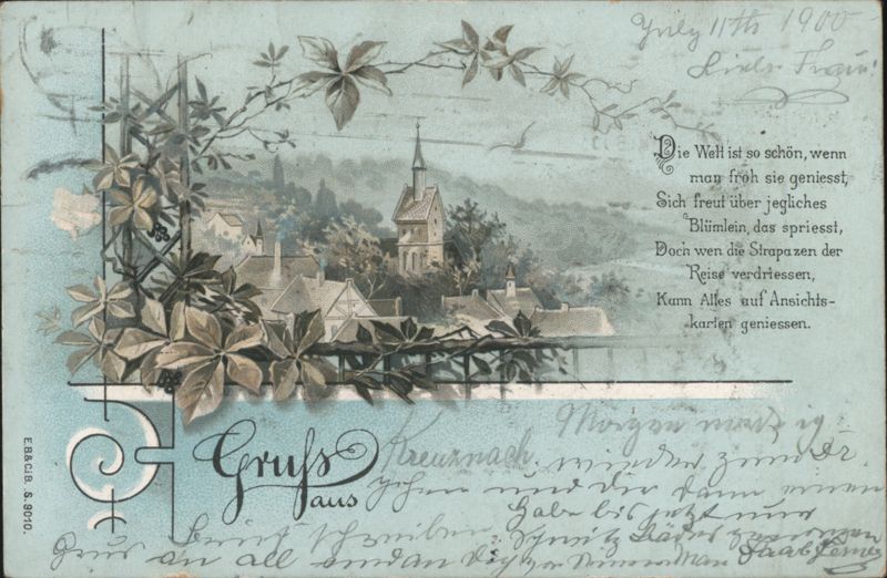 Gruss aus Kreuznach Village Church, German Poem Germany