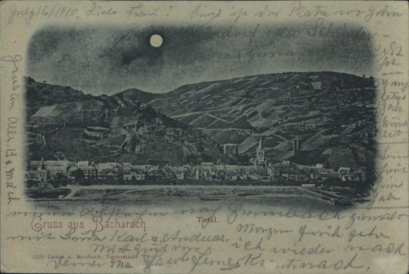 Bacharach by Moonlight, Rhine River Valley