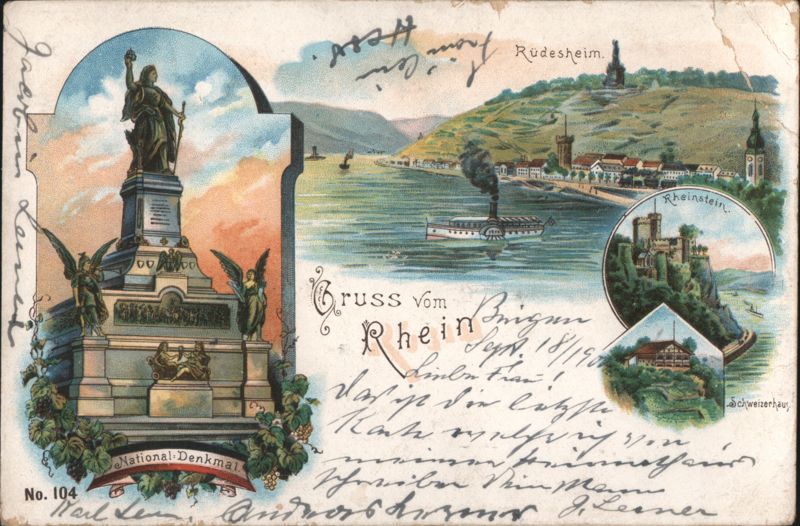 National-Denkmal Rüdesheim, Rhein, Rheinstein Castle Germany