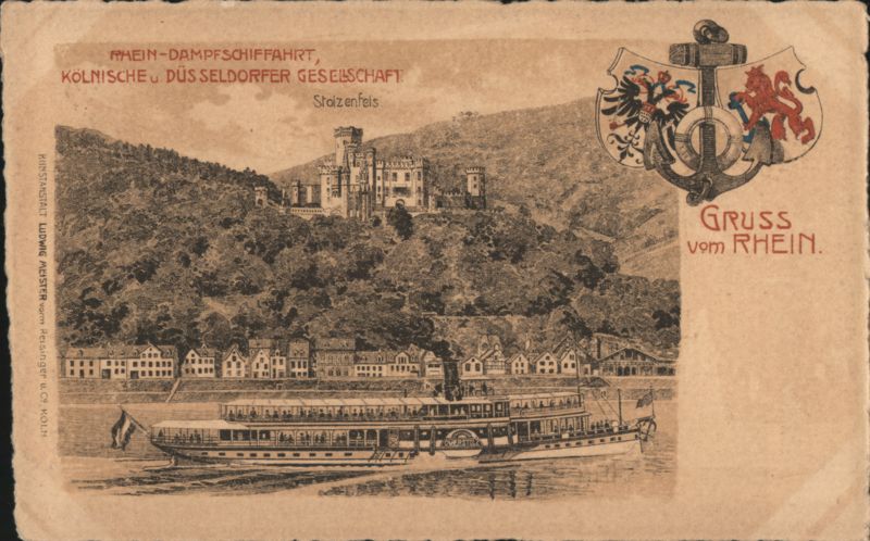 Stolzenfels Castle & Steamboat, Rhine River Germany