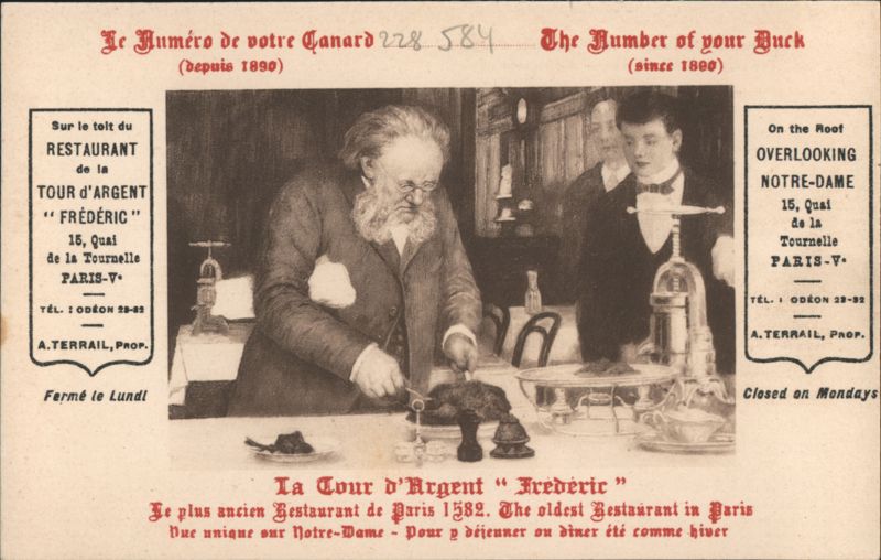 La Tour d'Argent 'Frédéric' Oldest Restaurant, Paris France