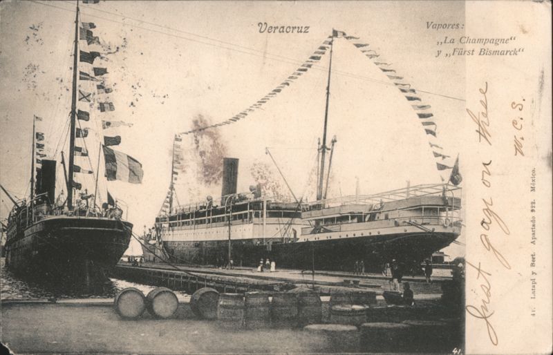 Veracruz Steamships La Champagne & Fürst Bismarck