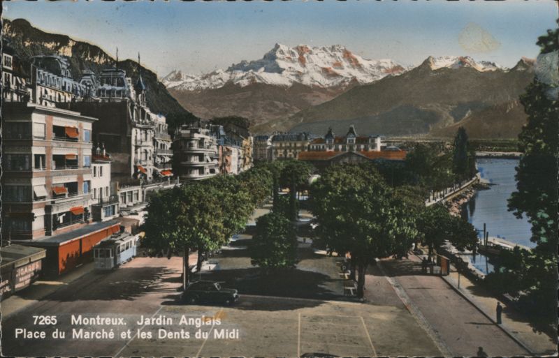 Montreux, Jardin Anglais, Place du Marché, Dents du Midi Switzerland