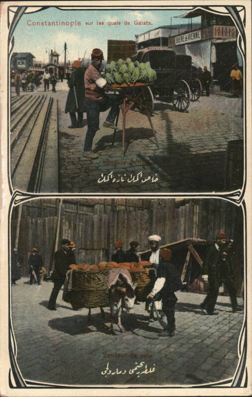 Constantinople Galata Quays: Vegetable & Bread Sellers Turkey