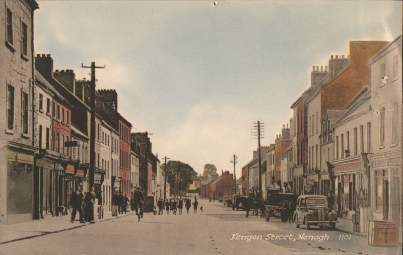 Kenyon Street with Pedestrians and Vehicles Nenagh Ireland