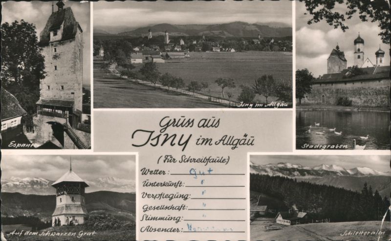 Gruss aus Isny im Allgäu, Espant, Stadtgraben, Schwarzen Grat Germany