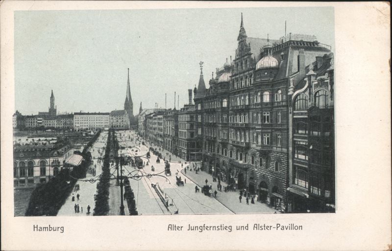 Alter Jungfernstieg und Alster-Pavillon, Hamburg Germany