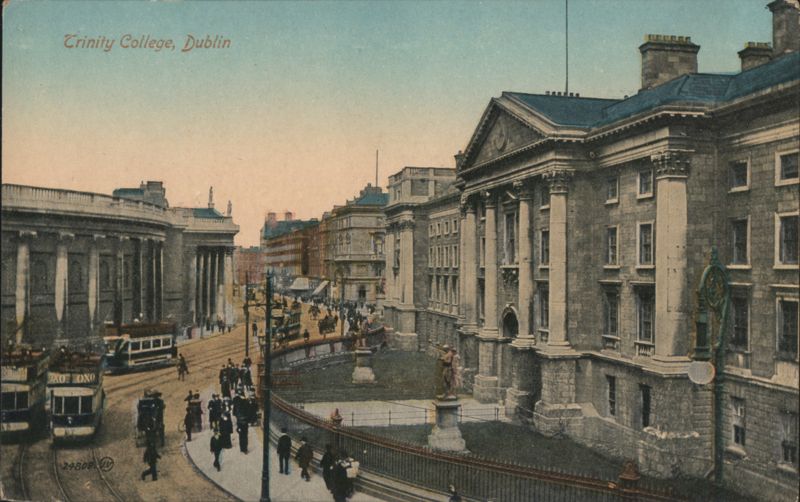 Trinity College, Dublin Street Scene with Trams Ireland