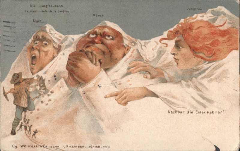 Jungfraubahn Eiger Mönch Jungfrau Mountains Cartoon Switzerland