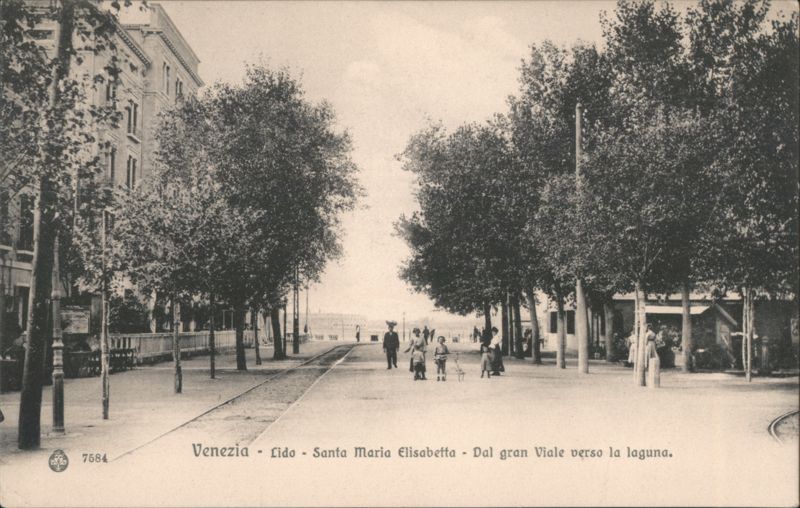 Lido Santa Maria Elisabetta Avenue towards Lagoon Venice Italy