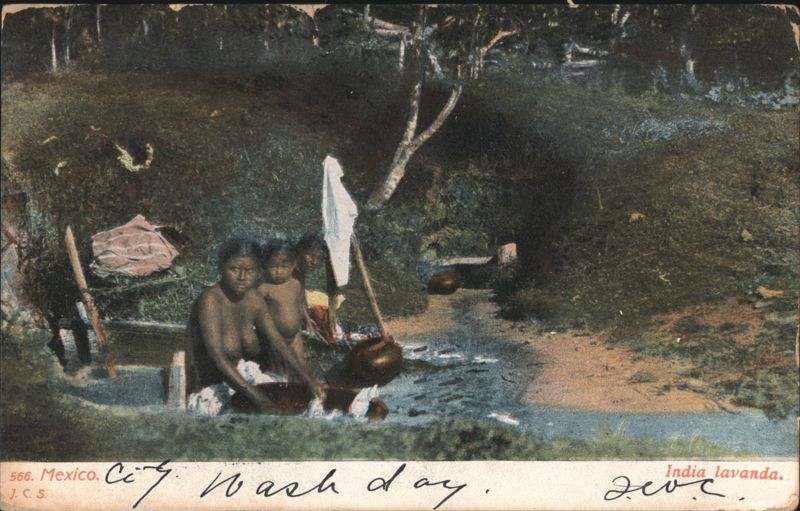 Wash day in Mexico with women and children J. C. S.