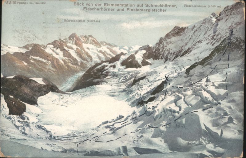 Eismeerstation, Schreckhörner, Fiescherhörner, Finsteraargletscher Switzerland