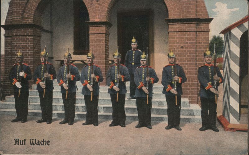 German Soldiers Auf Wache On Guard Duty World War I