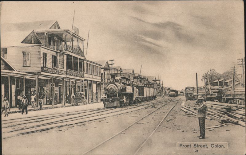 Front Street, Train, Buildings, Colon Panama
