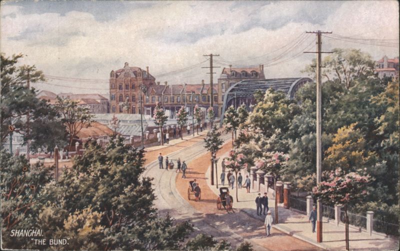 Shanghai The Bund Street Scene, Buildings & Carriages China