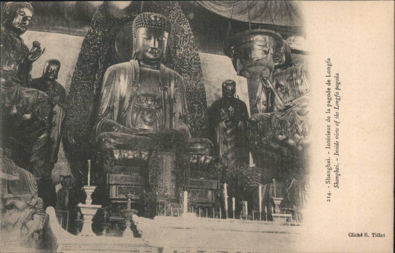 Interior View of Longfa Pagoda, Buddha Statues Shanghai China