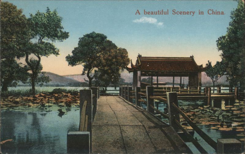 Beautiful Scenery, Pavilion and Bridge China