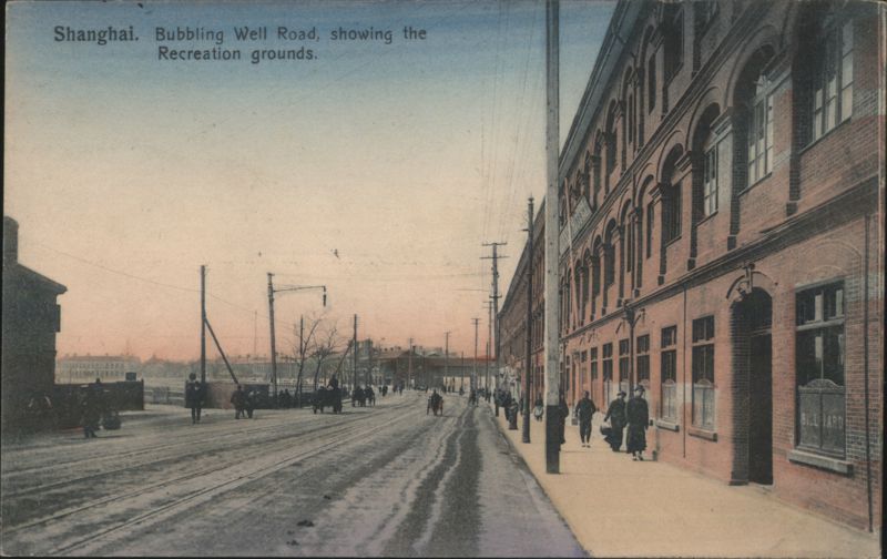 Bubbling Well Road, showing Recreation grounds Shanghai China