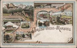 Gruss vom Wege nach Mariazell, Austria Multi-View Postcard