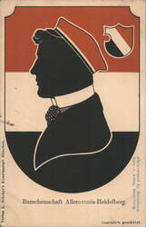 Burschenschaft Alemannia-Heidelberg Silhouette & Emblem Postcard