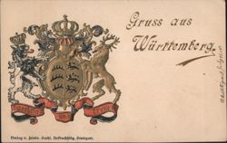 Württemberg Coat of Arms, Gruss aus Württemberg Postcard