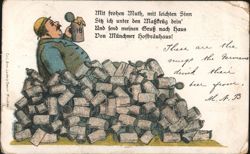 Man on Beer Steins, Hofbräuhaus Munich Postcard