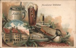 Münchener Stillleben Hofbräuhaus Beer Stein Radishes Postcard