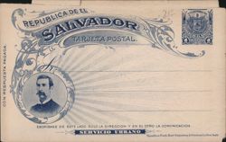 Republic of El Salvador Postal Card Man Portrait Postcard