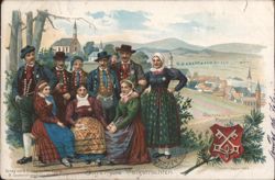 Bavarian Folk Costumes, Regensburg & Cham, Germany Postcard