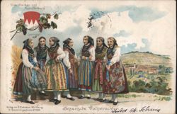 Bavarian Folk Costumes, Unterfranken, Aschaffenburg Postcard
